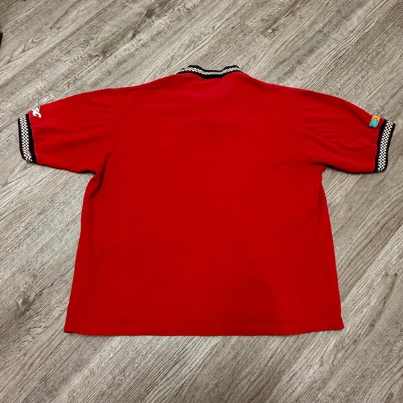 Vintage Jerzees Kansas Speedway Pit Tour Club Polo Shirt Red Mens XL Checkered - Picture 5 of 5
